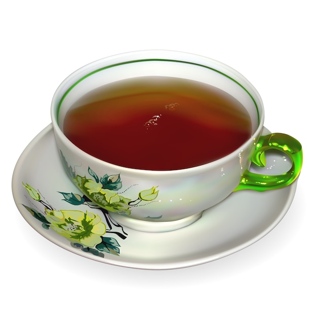Tazza da tè in porcellana. L'illustrazione contiene maglie sfumate.