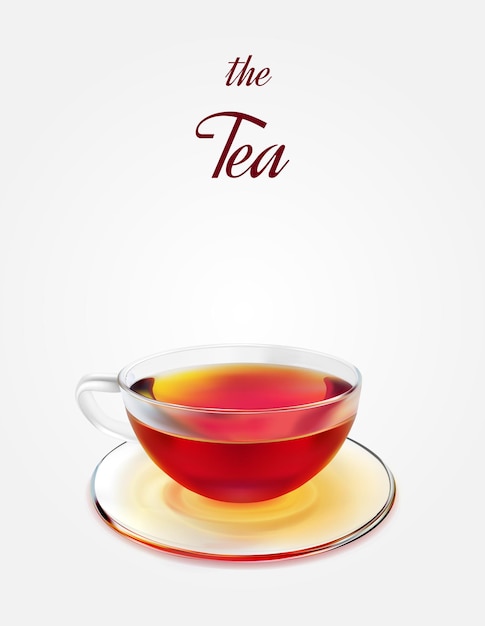 Tazza da tè in vetro con tè nero