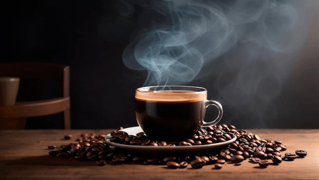 tazza di caffè con un vettore di sfondo fumoso