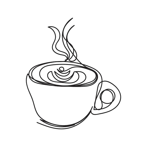 tazza di caffè disegno artistico a una linea