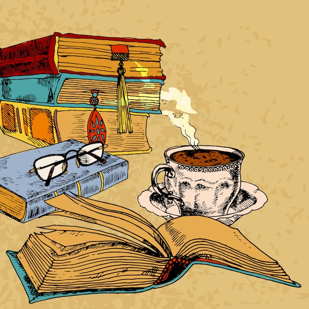 Tazza di caffè e libri