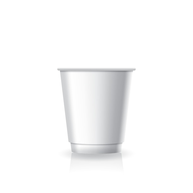 Tazza di caffè-tè di carta-plastica bianca in bianco nel modello di piccole dimensioni.