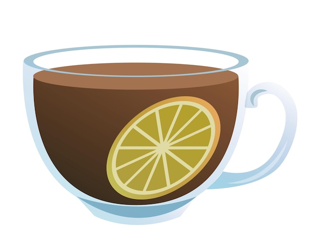 Tazza di tè in vetro con limone. Isolato su sfondo bianco