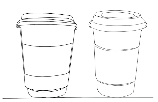 Tazze di caffè un vettore di disegno a linea continua