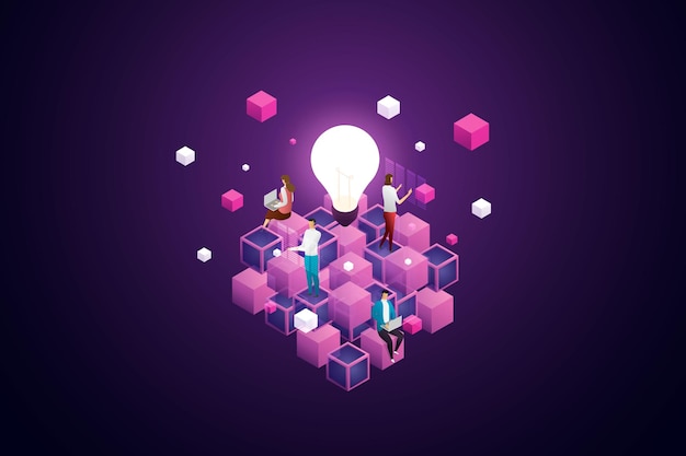 Team che lavora sulla tecnologia blockchain
