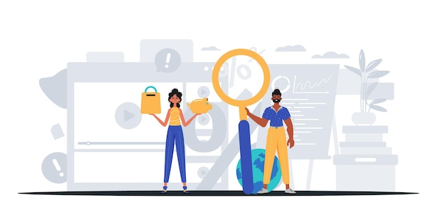 Team di marketing digitale pronto ad utilizzare il banner