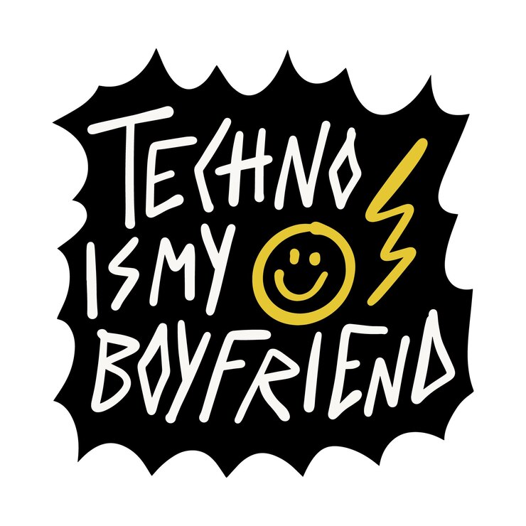 Vettore techno è il mio adesivo di testo tipo lettering doodle ragazzo, stampa t-shirt e altro ancora. clipart vettoriali