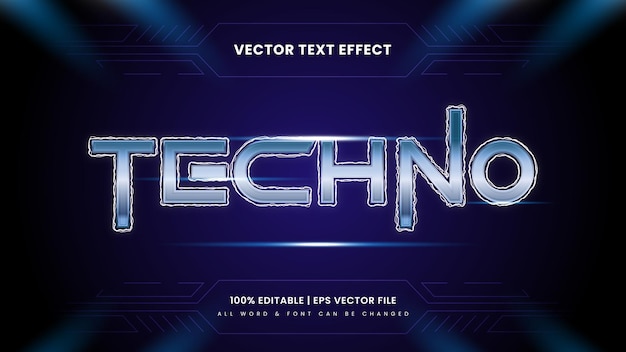 Techno futuristico effetto stile testo 3d. Stile di testo dell'illustratore modificabile.