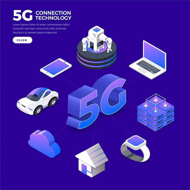 Tecnologia 5G isometrica