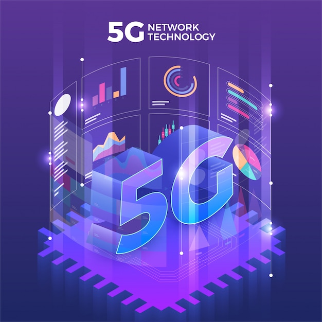 Tecnologia 5G isometrica