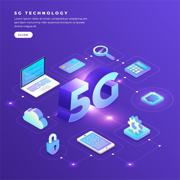 Tecnologia 5G isometrica