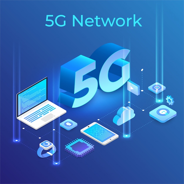 Tecnologia 5G isometrica