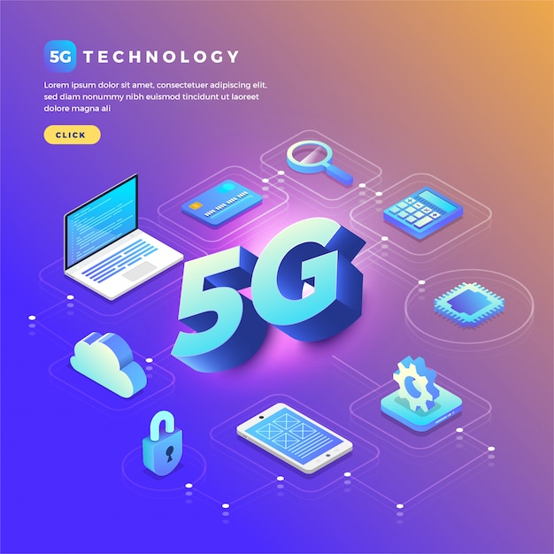 Tecnologia 5G isometrica