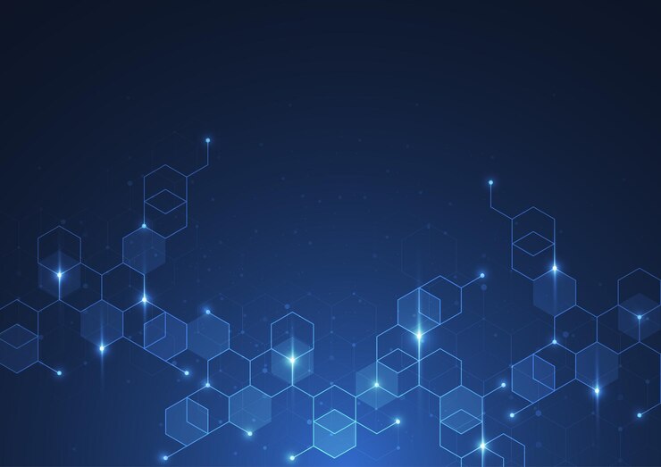 Vettore tecnologia astratta modello esagonale blu sfondo per il concetto di connessione di rete