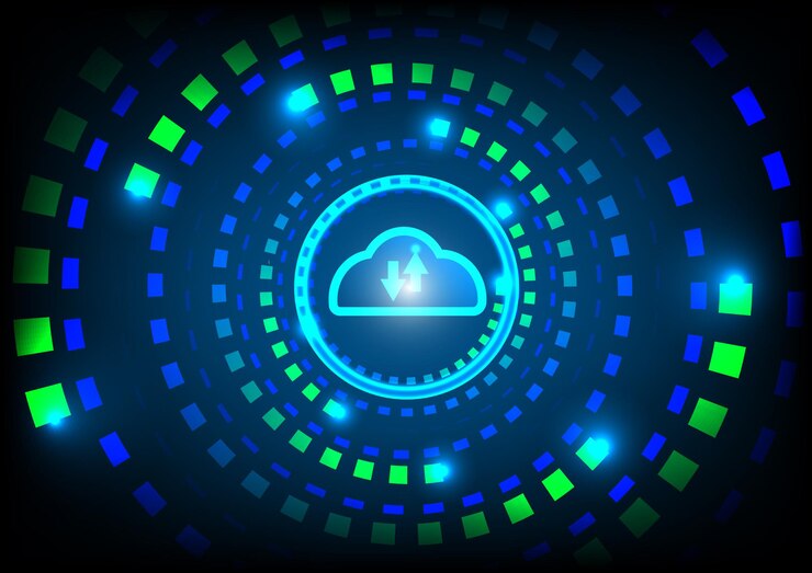 Vettore tecnologia cloud archiviazione del cyberspace concetto di connessione di sicurezza di rete digitale business digitale