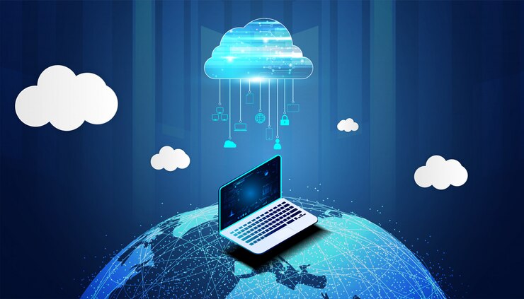 Vettore tecnologia cloud astratta con big data e connessione internet mondiale