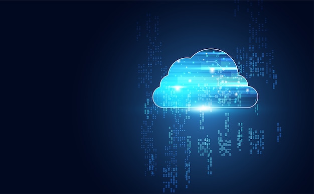 Tecnologia cloud astratta con grandi quantità di dati e sfondo di connessione