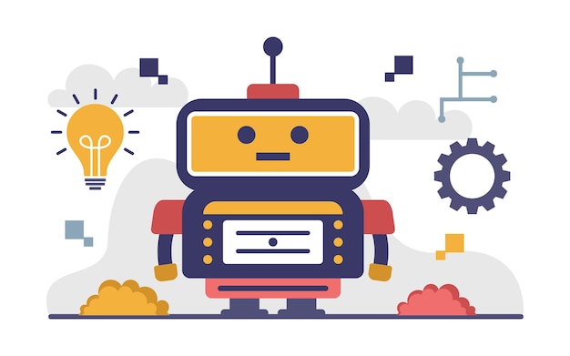 Tecnologia dell'intelligenza artificiale o IA Flat Concept Illustration