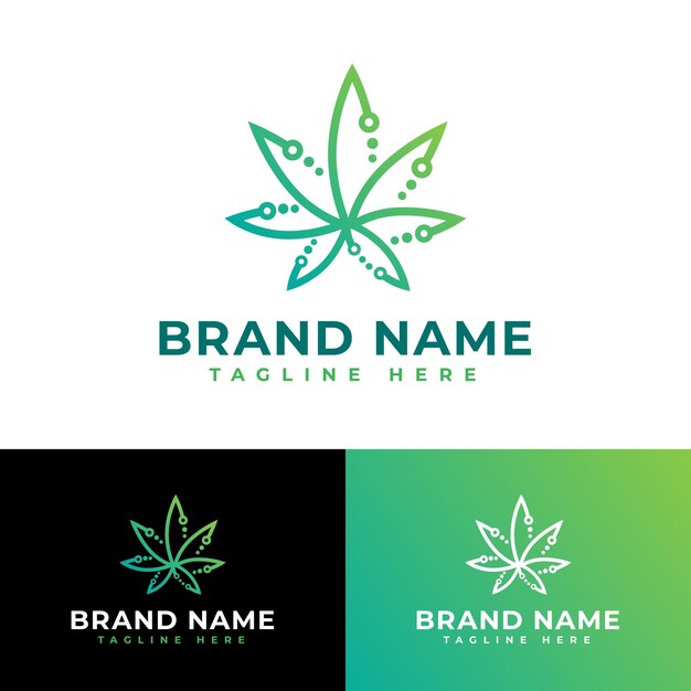 Tecnologia della cannabis medica simbolo icona logo piatto stock vector design