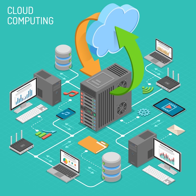 Tecnologia di cloud computing della rete dati isometrica