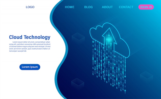 Tecnologia di cloud computing. Servizio o app digitale con trasferimento dati. elaborazione dei dati Protezione del concetto di sicurezza dei dati. piatto isometrico
