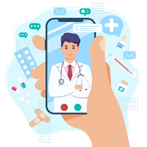 Tecnologia di consultazione medica online in smartphone