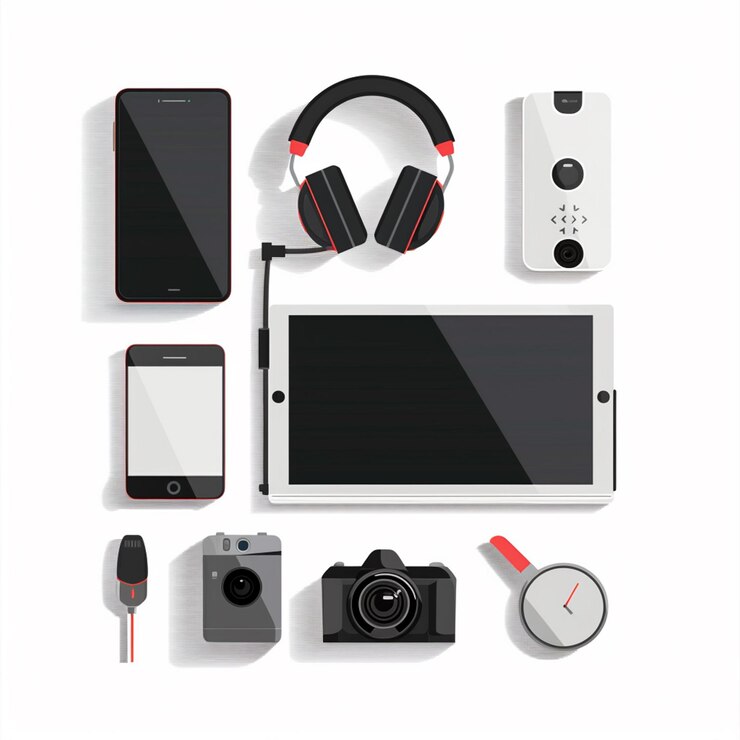Vettore tecnologia di illustrazione vettoriale dispositivo gadget digital set design moderno mobile icona piatta