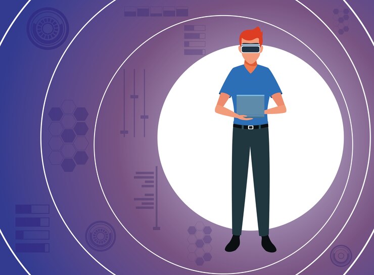 Vettore tecnologia di realtà virtuale