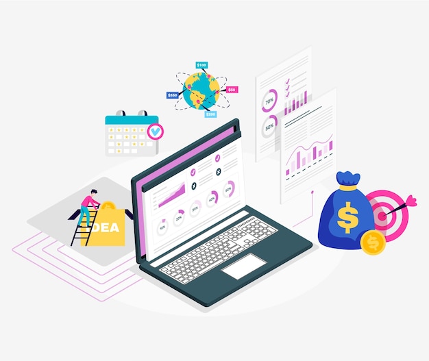 Tecnologia finanziaria online da laptop