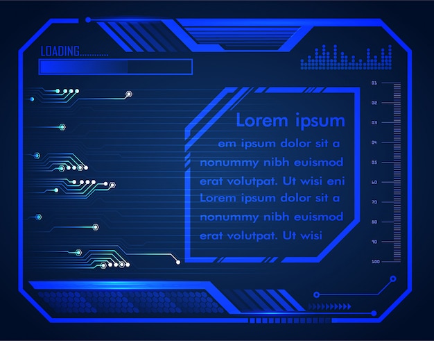 tecnologia futura del circuito binario, priorità bassa blu di concetto di sicurezza cyber del hud