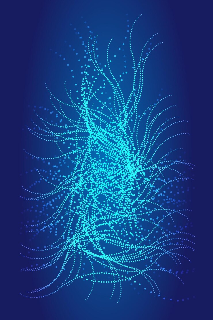 Vettore tecnologia grafica a linee di particelle astratte 3d sfondo poster vettoriale