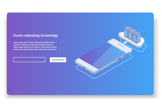 Tecnologia informatica cloud Concetto isometrico 3D. Illustrazione vettoriale