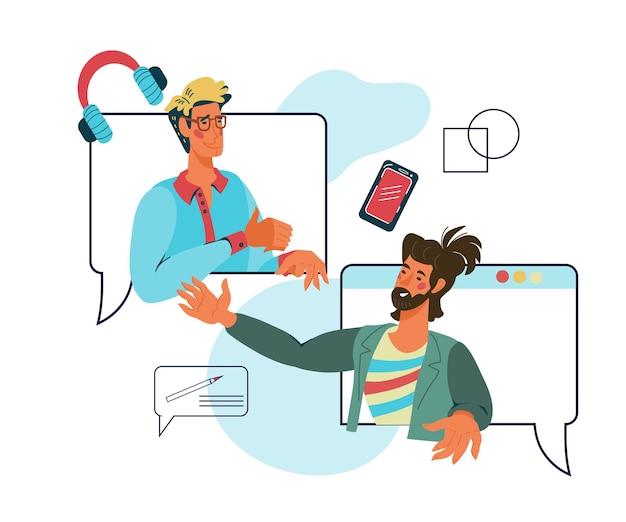 Tecnologia Internet di comunicazione sui social media con persone che comunicano tramite computer o app mobile