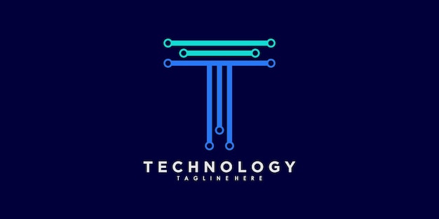 Tecnologia logo design vettoriale con concetto creativo astratto sfumato