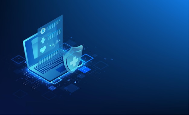 Tecnologia sanitaria Lo schermo del computer mostra informazioni sulla ricerca di trattamenti