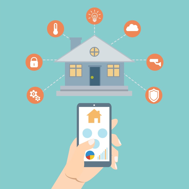 Vettore tecnologia smart house. concetto di illustrazione vettoriale