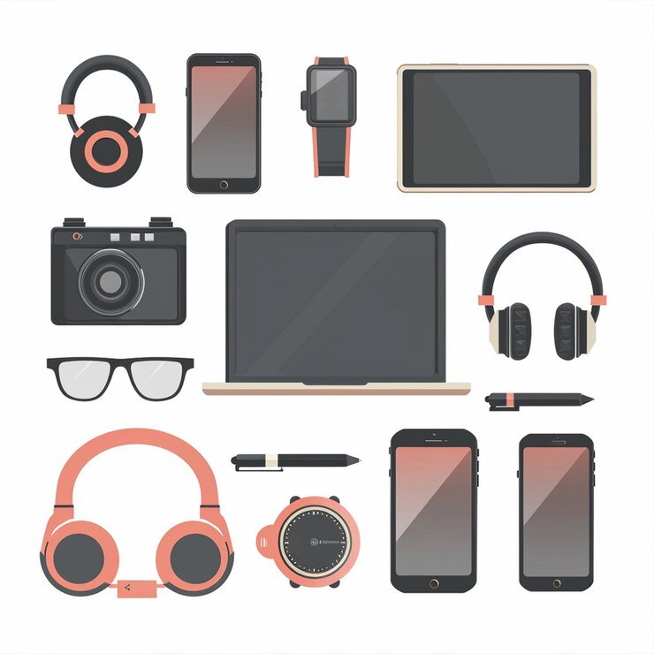 Vettore tecnologia vettoriale dispositivo illustrazione gadget digital set moderno mobile design icona piatta