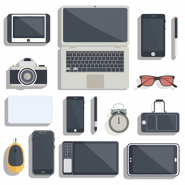 tecnologia vettoriale dispositivo illustrazione gadget digitale set icona di design moderno mobile cartoo