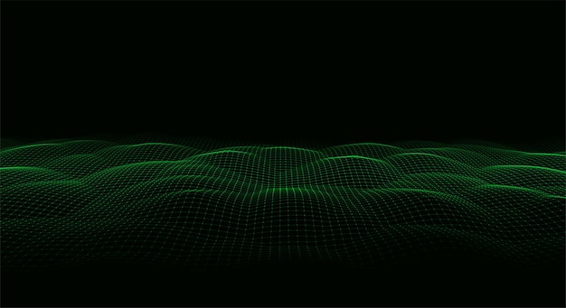 Tecnologia vettoriale futuristica ondata Cyberspace digitale Ondata astratta con particelle in movimento