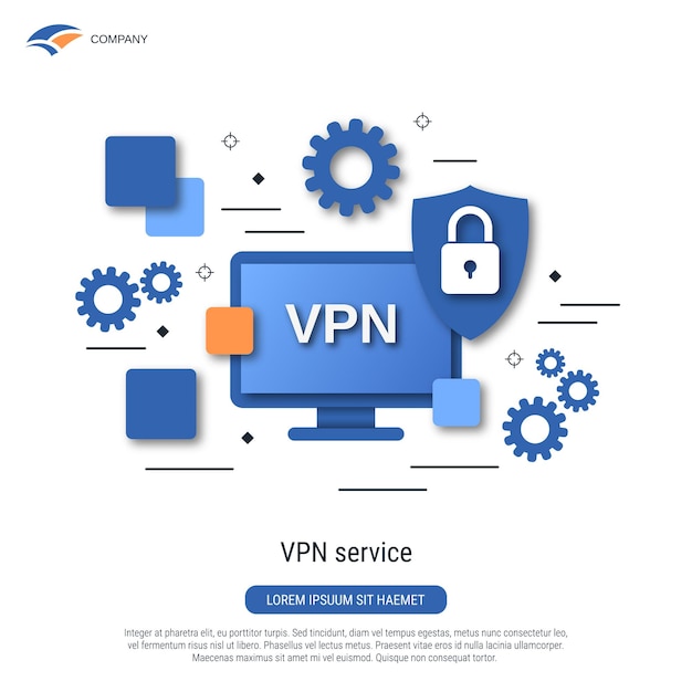 Tecnologia VPN servizio di protezione di crittografia dei dati modello vettoriale di stile piatto moderno illustrazione del concetto