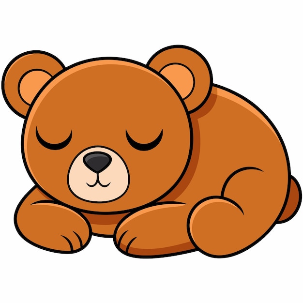 Teddy Bear Sleeping Vector Icon Illustration Lazy Bear Mascot Cartoon Character Animal Icon Concept White Isolato Flat Cartoon Style Adatto per la pagina di destinazione Web Banner Flyer Sticker Card