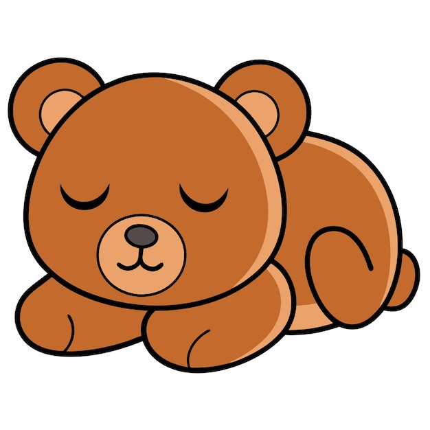 Teddy Bear Sleeping Vector Icon Illustration Lazy Bear Mascot Cartoon Character Animal Icon Concept White Isolato Flat Cartoon Style Adatto per la pagina di destinazione Web Banner Flyer Sticker Card
