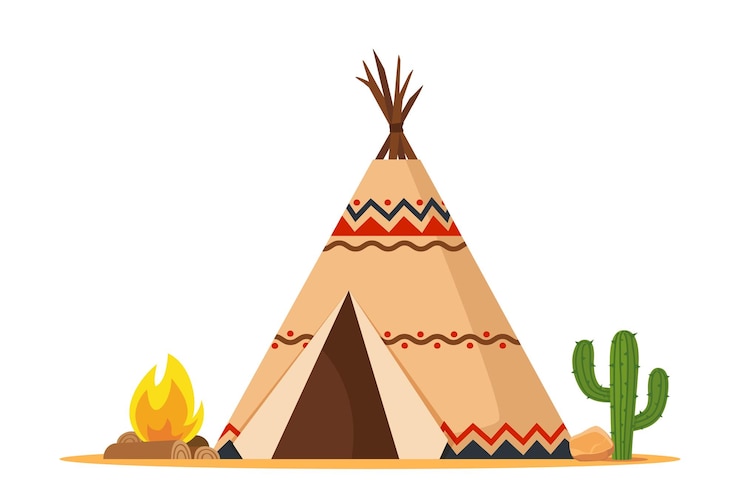 Vettore teepee lodge o wigwam casa fatta a mano in stile tenda da campeggio tradizionale