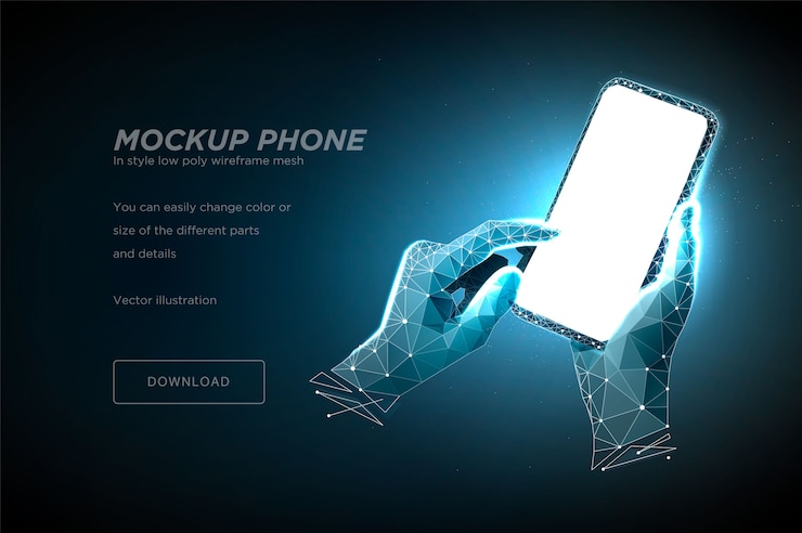 Vettore telefono cellulare nelle mani di un uomo