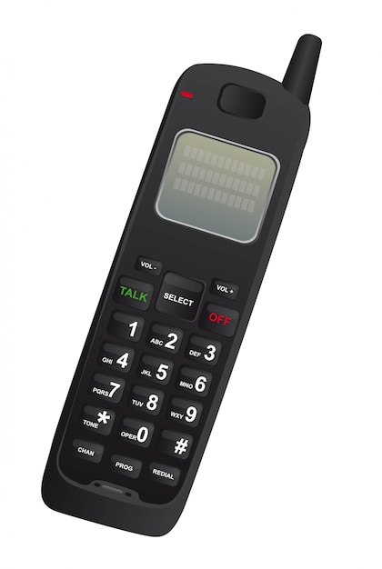 telefono cordless nero isolato su sfondo vettoriale wthite