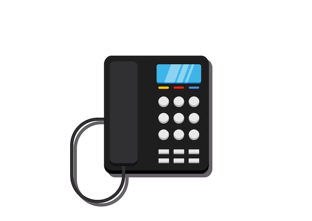 Telefono fisso Clipart Vector Design piatto isolato su sfondo bianco