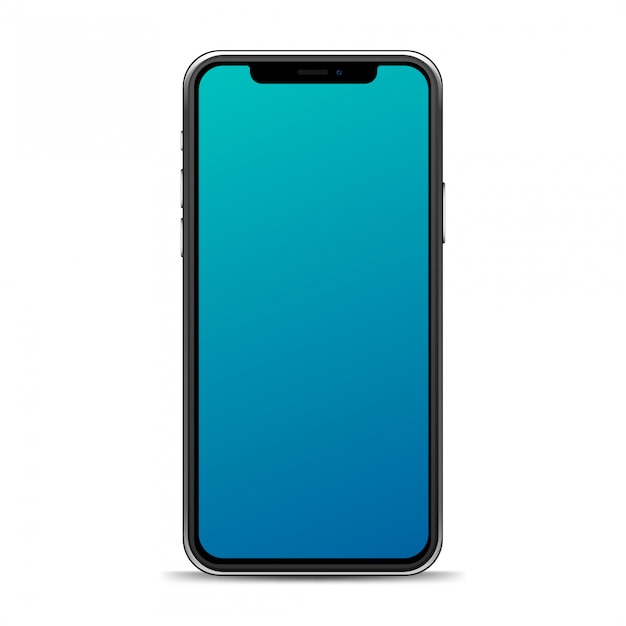 Telefono realistico isolato su uno sfondo bianco. Modello di smartphone per il tuo mockup
