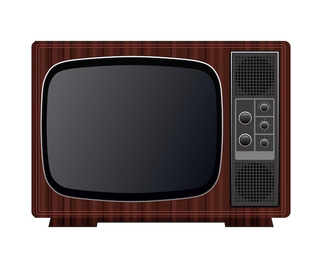 Televisore retro con telaio in legno e manopole