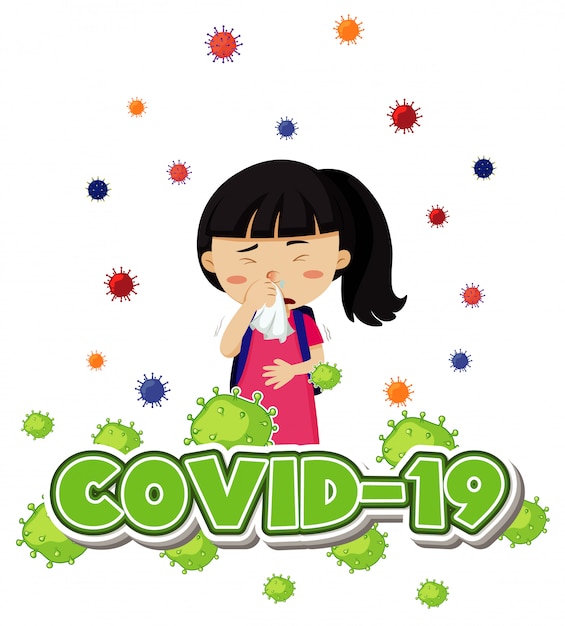 Tema del coronavirus con tosse della ragazza ammalata