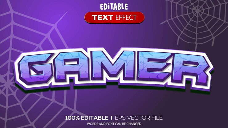 Vettore tema di gioco con effetti di testo 3d